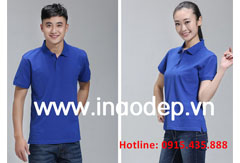 Áo phông đôi cổ bẻ màu xanh dương