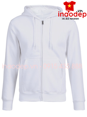 Áo nỉ Hoodie Zip màu trắng