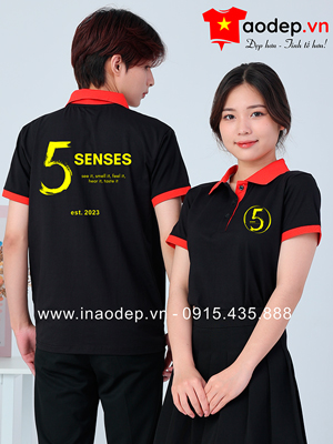 In áo phông cổ bẻ 5 Senses