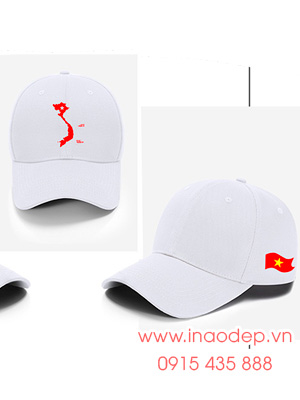 In mũ lưỡi trai In hình cờ đỏ cùng bản đồ Việt Nam