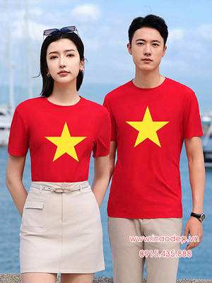 In Áo cờ đỏ in ngôi sao vàng lên mặt trước