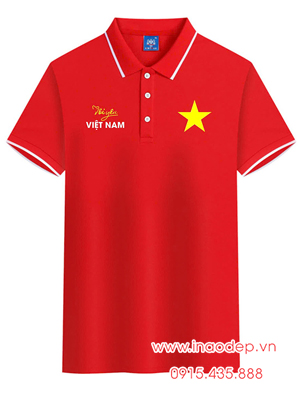 In Áo polo cờ đỏ sao vàng In Tôi yêu Việt Nam