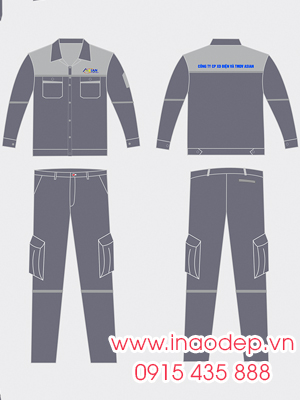 In đồng phục bảo hộ Công ty CP XD Điện và TMDV ASIAN màu xám