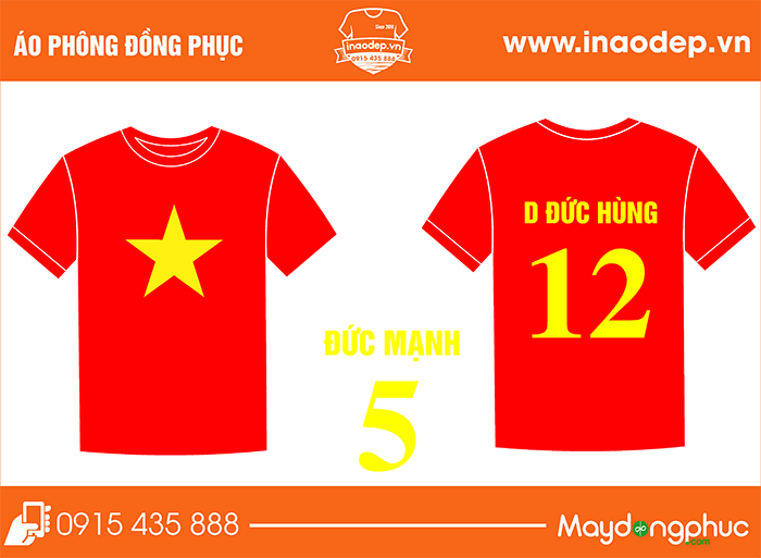 In áo cờ đỏ sao vàng Số 12 D Đức Hùng | In ao phong dong phuc