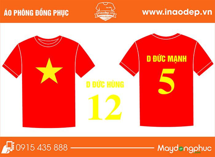 In áo cờ đỏ sao vàng Số 5 D Đức Mạnh | In ao phong dong phuc
