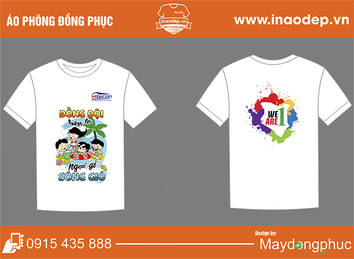 In áo cổ tròn Công ty Hitecon | In ao phong dong phuc