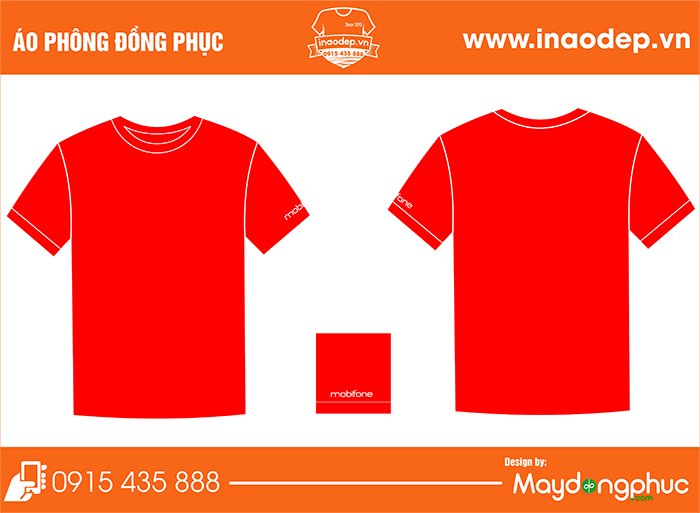 In áo cổ tròn màu đỏ Công ty Mobifone | In ao phong dong phuc