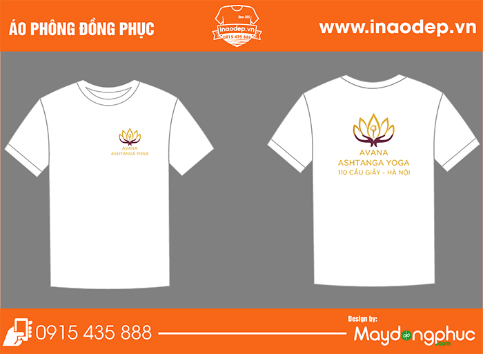 In áo cổ tròn Trung tâm Yoga Avana Ashtanga | In ao phong dong phuc