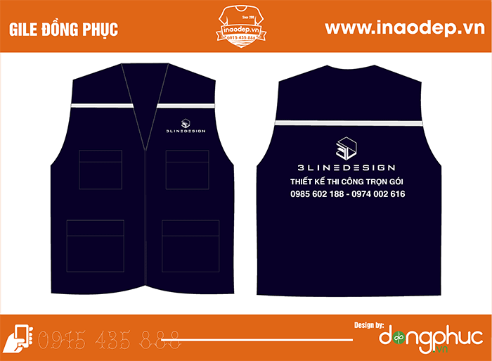 In áo gile Công ty 3LineDesign | In ao gile dong phuc