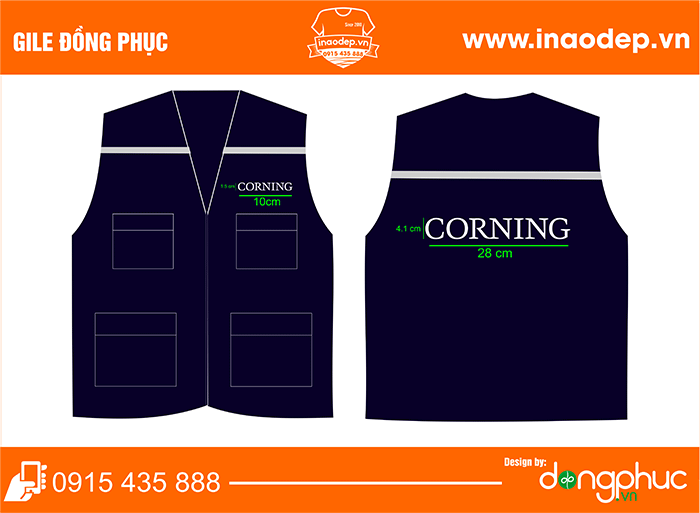 In áo gile Công ty Corning | In ao gile dong phuc