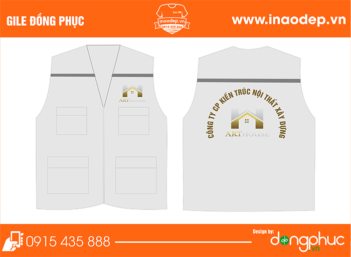 In áo gile Công ty CP kiến trúc nội thất xây dựng Arthouse | In ao gile dong phuc