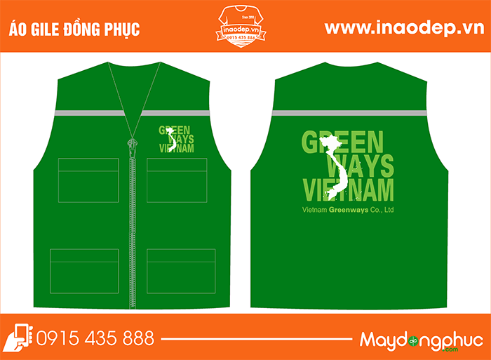 In áo gile Công ty Green Ways VietNam | In ao gile dong phuc