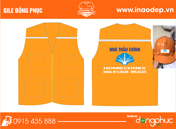 In áo gile Nhà thầu chính Homeconex | In ao gile dong phuc