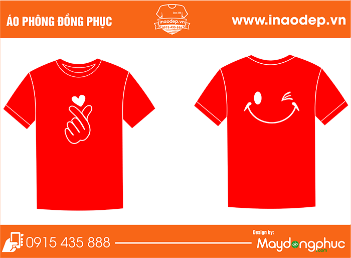 In áo phông cổ tròn màu đỏ | In ao phong dong phuc