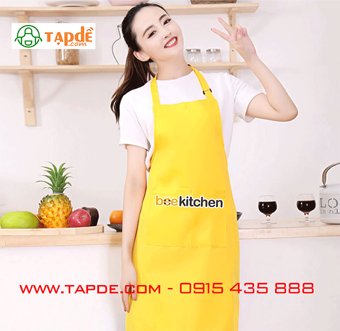 In tạp dề màu vàng Quán Beekitchen | In tap de dong phuc