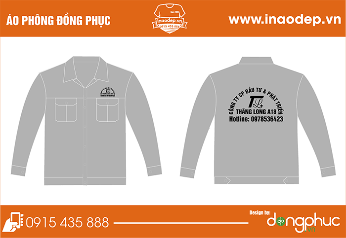 In áo bảo hộ Công ty CP đầu tư & phát triển Thăng Long A18 | In dong phuc bao ho