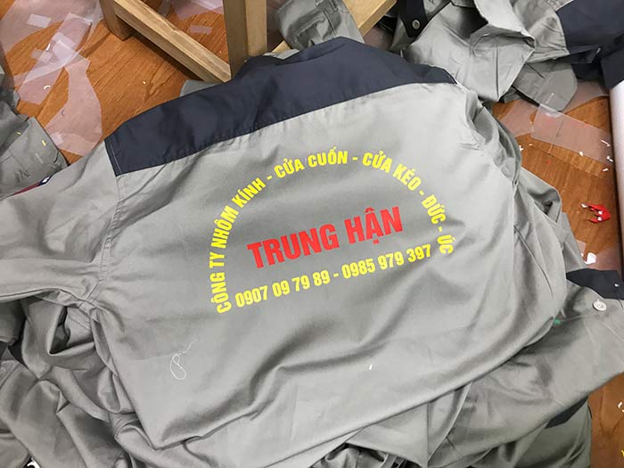 In áo bảo hộ Công ty nhôm kính Trung Hận | In dong phuc bao ho