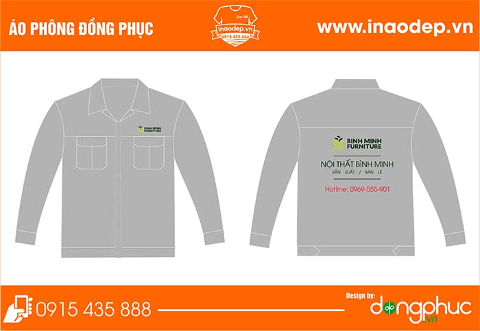 In áo bảo hộ Công ty Nội thất Bình Minh | In dong phuc bao ho