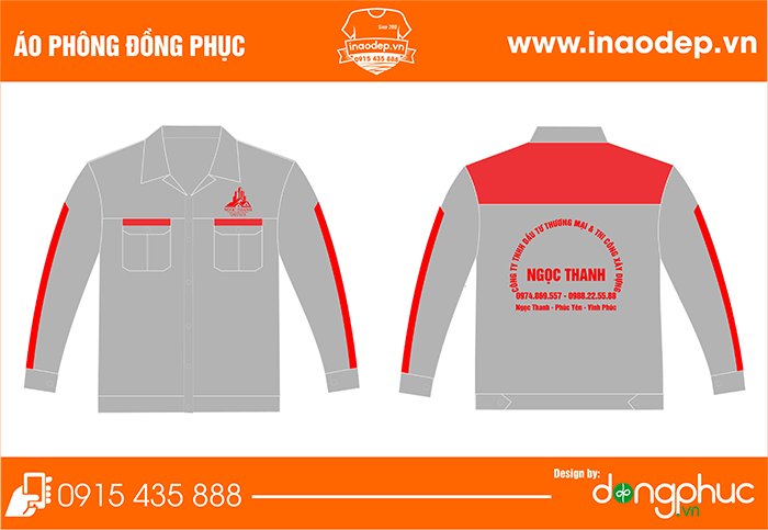 In áo bảo hộ Công ty TNHH đầu tư thương mại thi công xây dựng Ngọc Thanh | In ao bao ho dong phuc