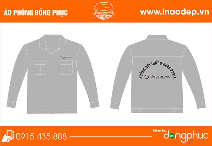 In áo bảo hộ Xưởng nội thất O-Door Paris | In dong phuc bao ho