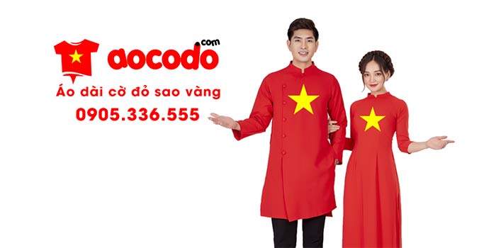 In áo dài nam nữ cờ đỏ sao vàng | In ao dai dong phuc