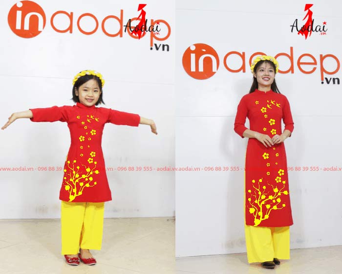 Áo dài đồng phục mẹ và bé | In ao dai dong phuc