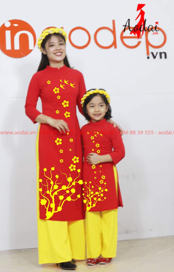 Áo dài đồng phục mẹ và bé | In ao dai dong phuc