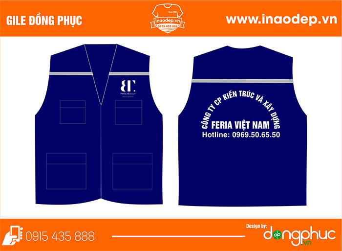 In áo gile Công ty CP kiến trúc và xây dựng Feria Việt Nam | In ao gile dong phuc
