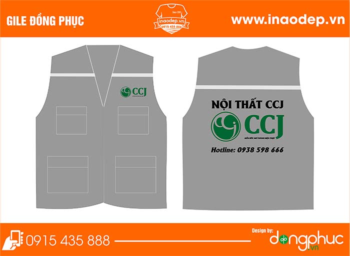 In áo gile đồng phục Công ty Nội thất CCJ | In ao gile dong phuc