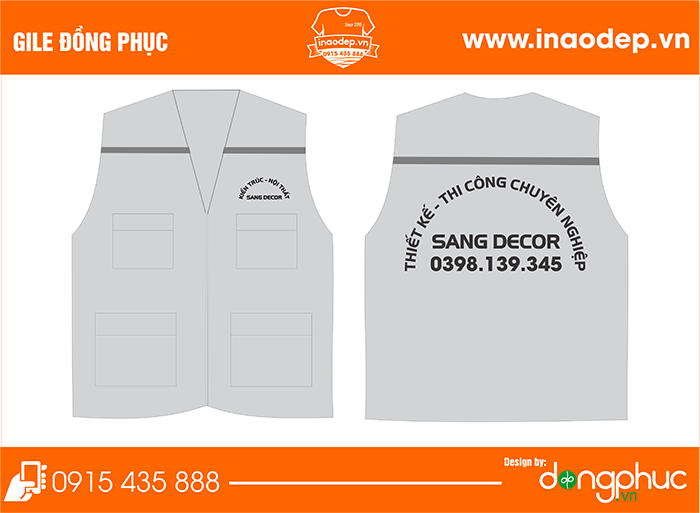In áo gile Công ty Kiến trúc Thiết kế Sang Decor | In ao gile dong phuc