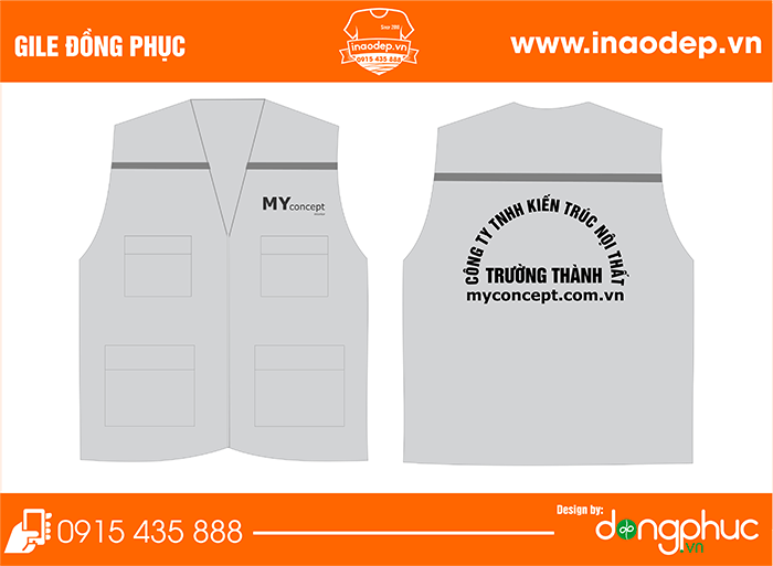 In áo gile Công ty TNHH kiến trúc nội thất Trường Thành | In ao gile dong phuc
