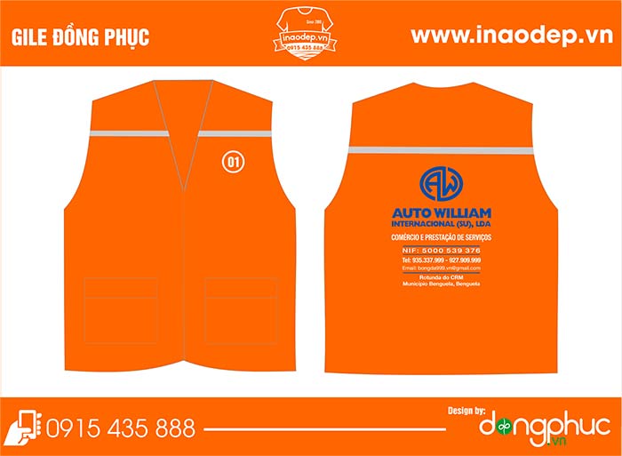 In áo gile đồng phục công ty Auto Wiliam | In ao gile dong phuc