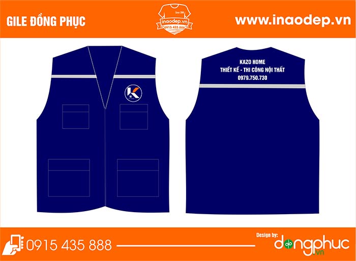 In áo gile đồng phục Công ty Kazo home | In ao gile dong phuc