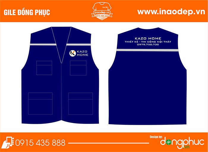 In áo gile đồng phục Công ty Kazo home | In ao gile dong phuc