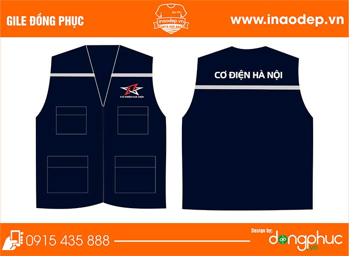 In áo gile đồng phục Cơ điện Hà Nội | In ao gile dong phuc