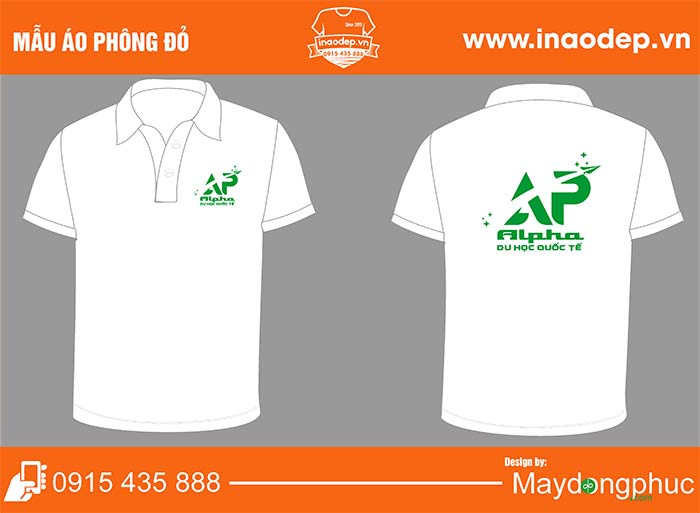 In áo phông công ty Alpha du học quốc tế | In ao phong dong phuc
