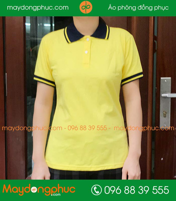 In áo phông đồng phục màu vàng phối đen | In ao phong dong phuc
