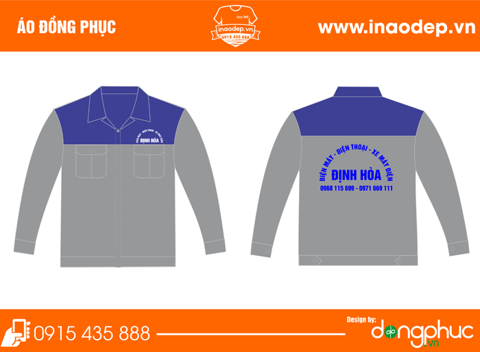 In đồng phục bảo hộ cửa hàng điện máy Đinh Hòa | In ao cong ty
