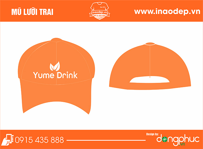 In mũ lưỡi trai quán Yume Drink | In mu luoi trai