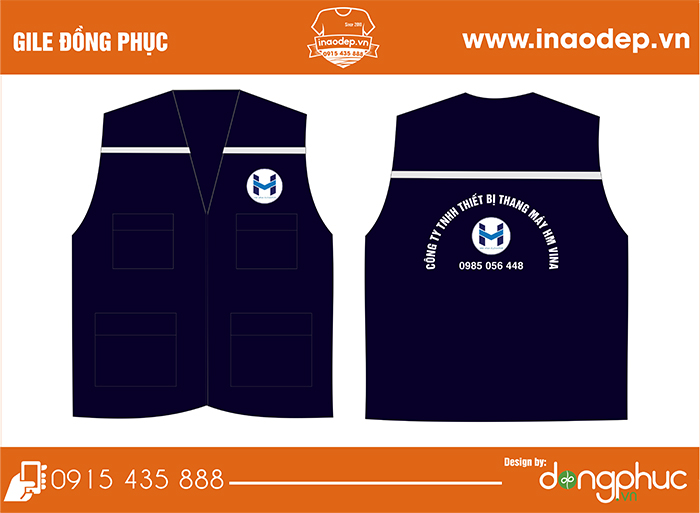 In áo gile Công ty TNHH Thiết bị Thang máy HM Vina | In ao gile dong phuc