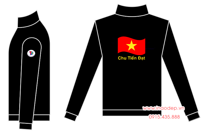 In áo gió In hình lá cờ Việt Nam với chữ Chu Tiến Đạt | In ao khoac dong phuc