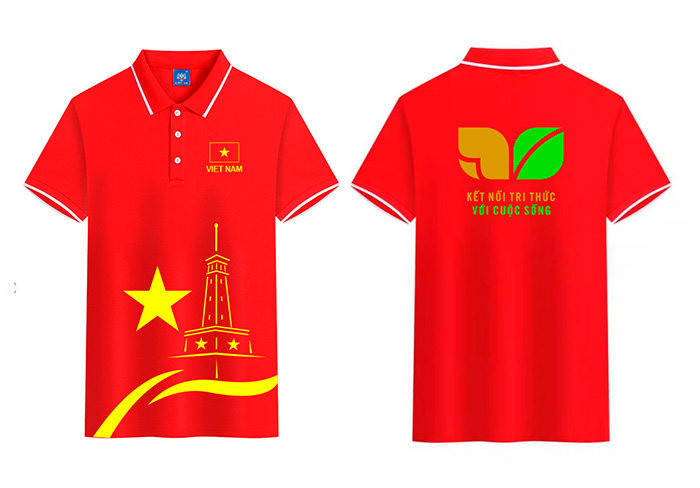 In áo phông Kết nối tri thức với cuộc sống cùng cờ Viet Nam | In ao phong dong phuc