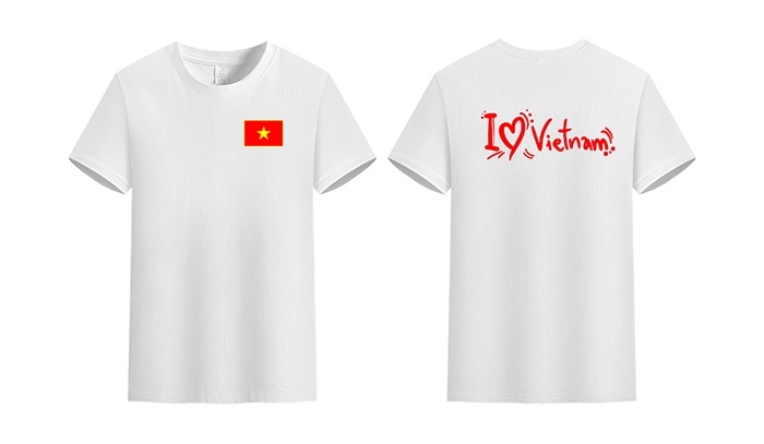 In áo phông cổ tròn màu trắng I Love Vietnam | In ao phong dong phuc