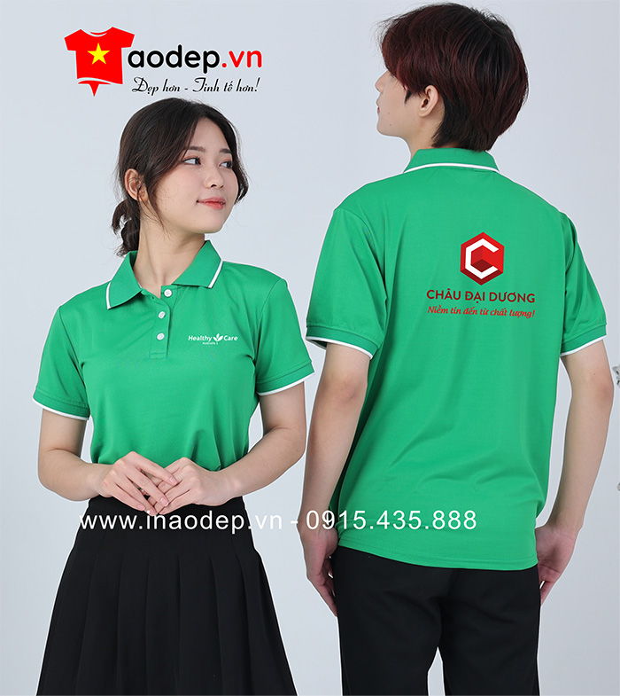 In áo phông màu xanh lá cây Healthy Care Australia | In ao phong dong phuc
