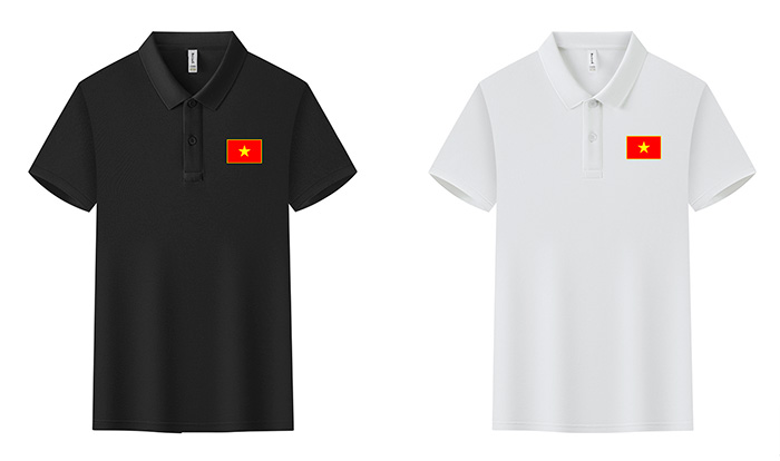 In áo polo In lá cờ đỏ lên ngực trái | In ao phong dong phuc