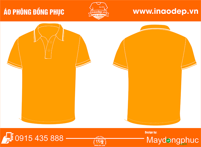 In áo phông cổ bẻ màu cam | In ao phong dong phuc