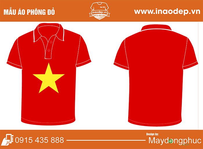 In áo polo hình cờ đỏ sao vàng | In ao phong dong phuc