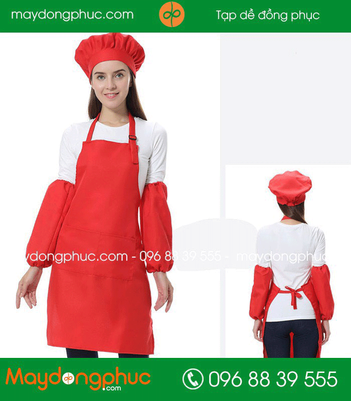 In tạp dề đồng phục màu cam | In tap de dong phuc