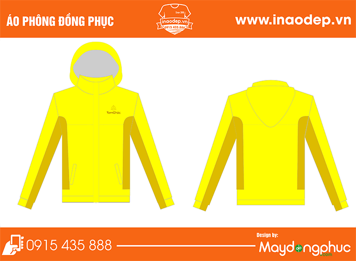 In áo gió Tam chúc màu vàng phối nâu | In ao gio dong phuc