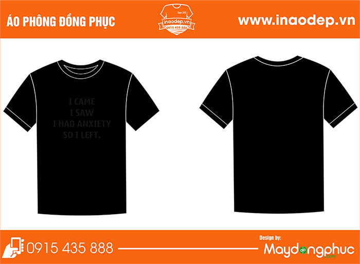 In áo phông cổ tròn đồng phục màu đen | In ao phong dong phuc